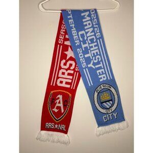 ARSENAL MANCHESTER CITY Scarf September 21, 2025 Game Red Blue Knit Fringe